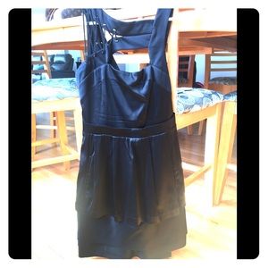 Bcbg maxazria black satin tie-up black dress